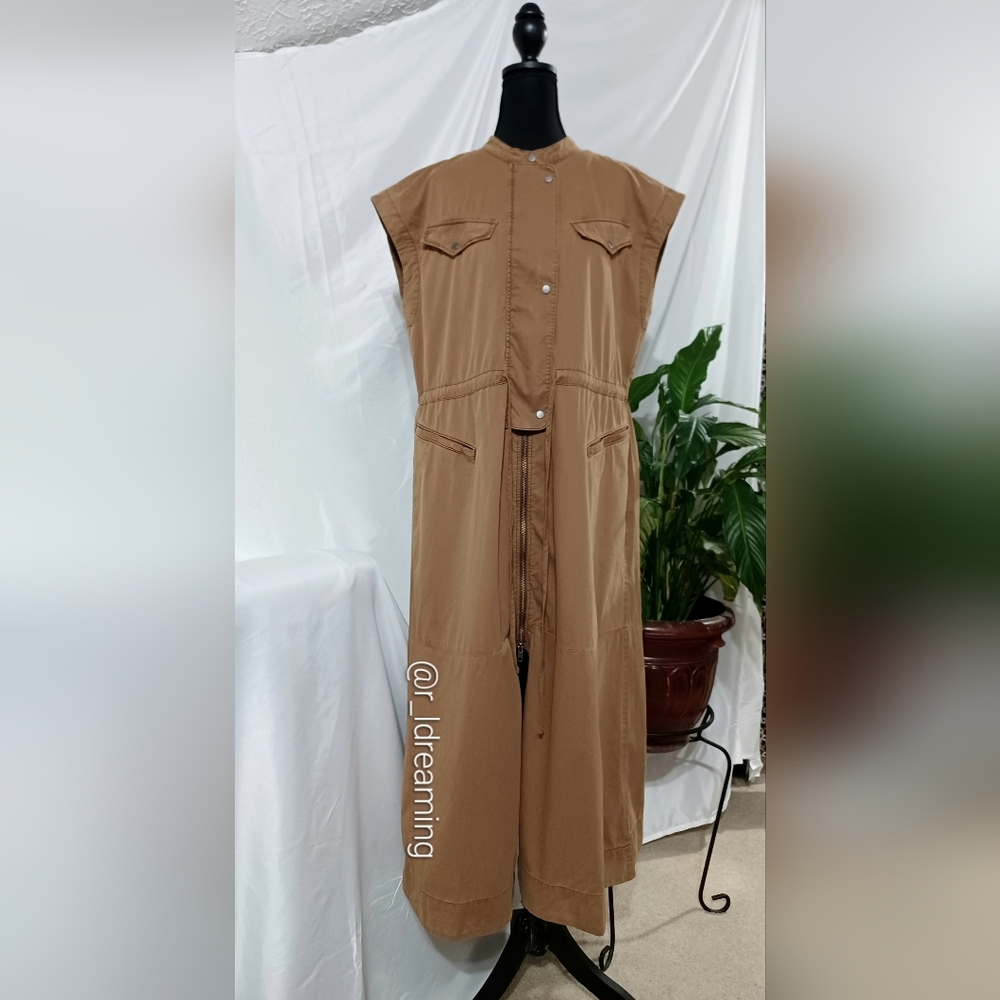 NWT Saddle Brown Cotton Twill Utility Maxi Dress Size Medium By Banana Republic - Picture 7 of 9